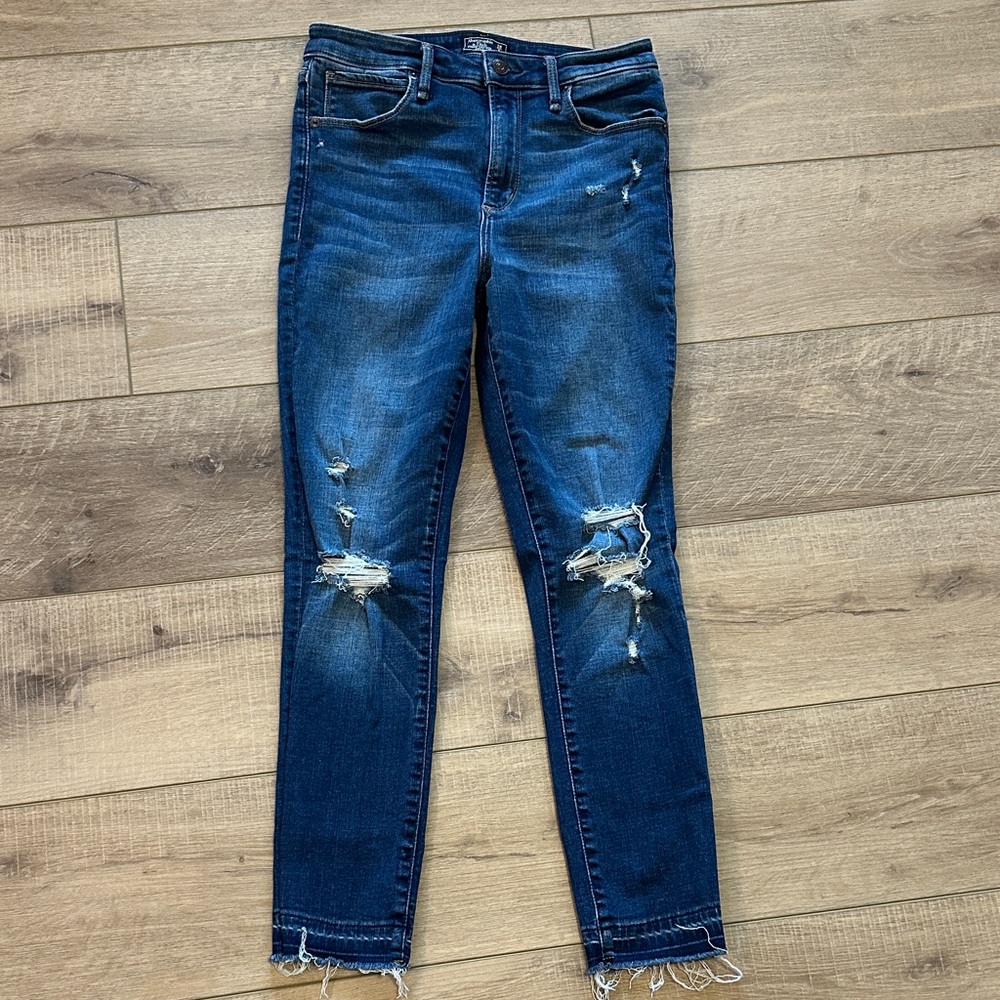 Abercrombie & Fitch Dark Blue Distressed Skinny Jeans